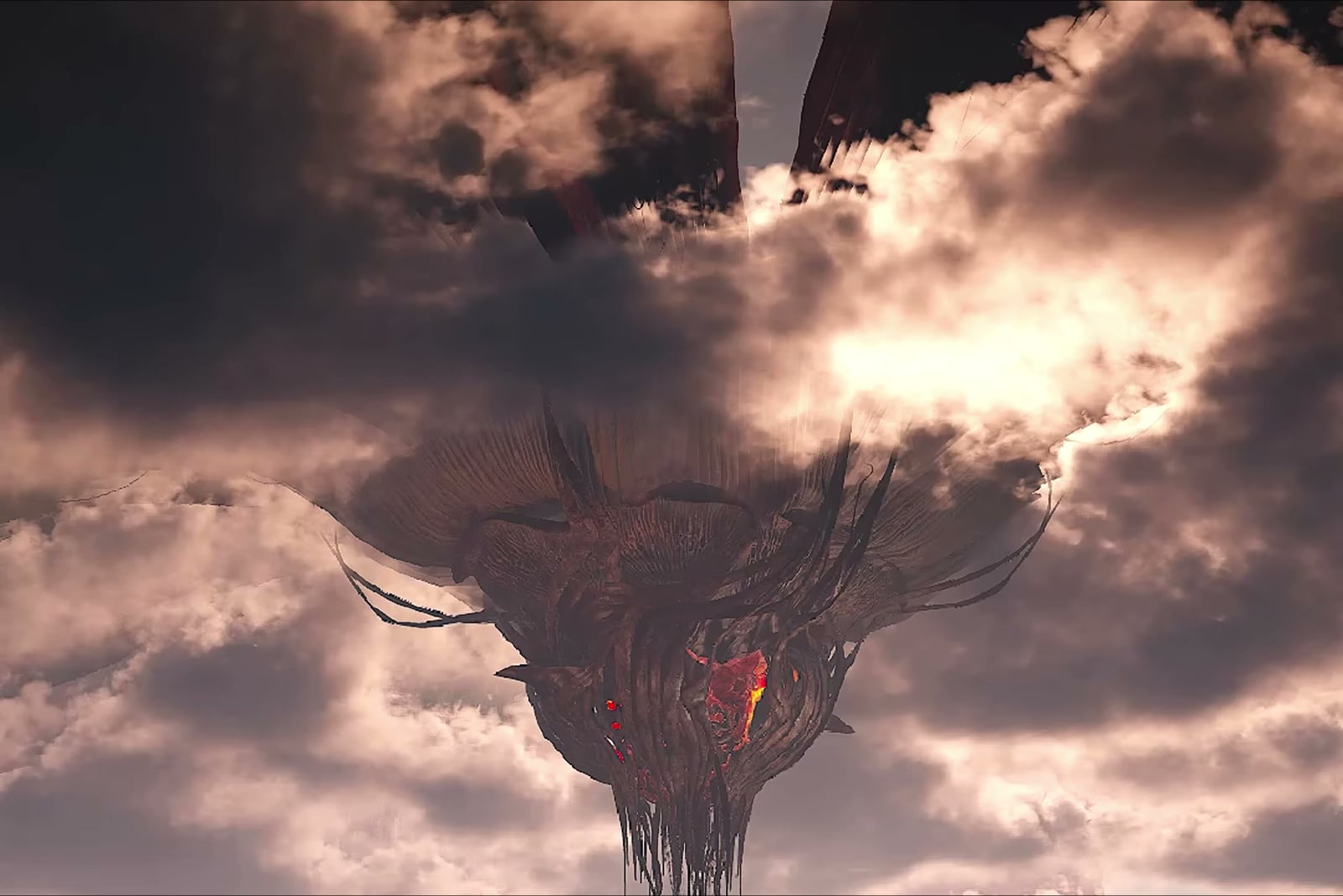 An immense alien craft emerges from clouds above Stockholm in the installation’s invasion scene.